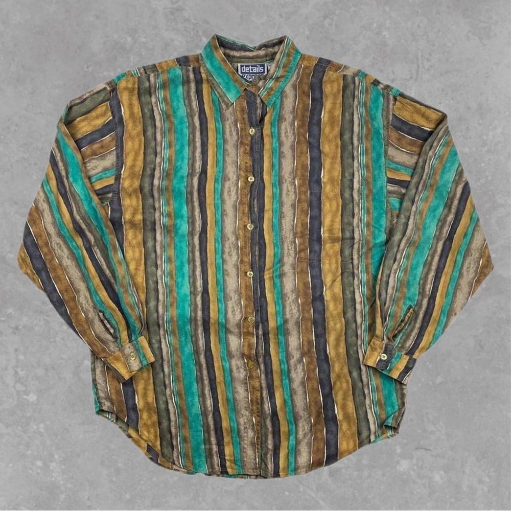 Tail Men's Striped Casual Button Down Shirt - Green, Brown, Black